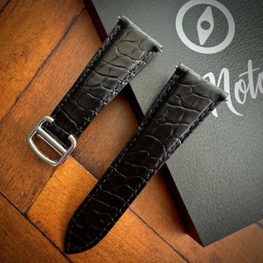 Cartier Tank Solo Replacement Watch Strap in Black Genuine Alligator Leather- Bespoke and Personalised